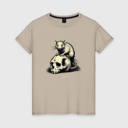 Женская футболка Rat on skull