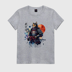 Женская футболка Cat samurai - bushido ai art