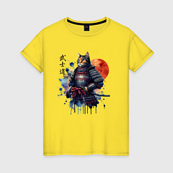 Женская футболка Cat samurai - bushido ai art