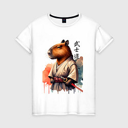 Женская футболка Capybara samurai - ai art fantasy