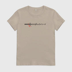 Женская футболка Катана самурая - японский стиль