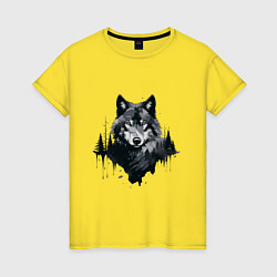 Женская футболка Волк и лес