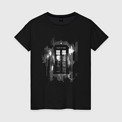 Футболка хлопковая женская Tardis grey, цвет: черный