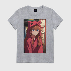 Женская футболка Евангелион Аска Лэнгли Сорью кошка