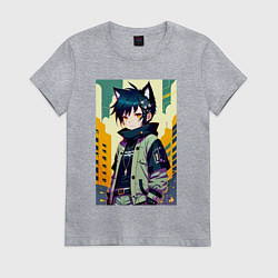 Женская футболка Девочка котёнок - нейросеть