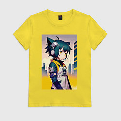 Женская футболка Kitten girl - cyberpunk