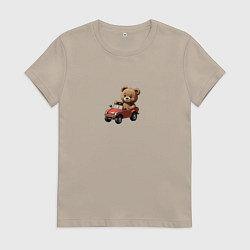 Женская футболка Мишка на машинке