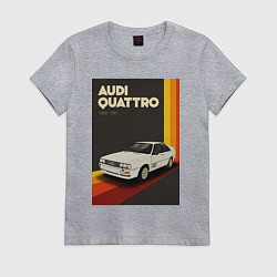 Футболка хлопковая женская Audi Quattro автомобиль, цвет: меланж