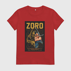 Футболка хлопковая женская One piece Зоро Pirate Hunter, цвет: красный
