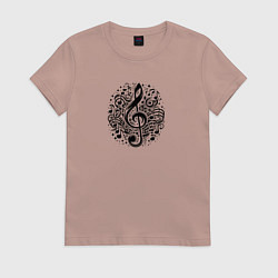 Женская футболка Декоративная татуировка с нотами