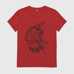 Футболка хлопковая женская Человек-бензопила Денджи Макима, цвет: красный