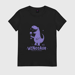Женская футболка Винозавр с бокалом вина