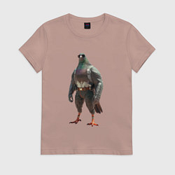Футболка хлопковая женская Голубь атлет, цвет: пыльно-розовый