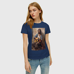 Футболка хлопковая женская Моряк гитарист, цвет: тёмно-синий — фото 2