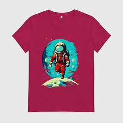 Женская футболка Космонавт на фоне луны