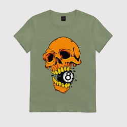 Женская футболка Череп и бильярдный шар 8