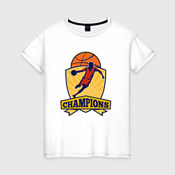 Футболка хлопковая женская Champion basketball, цвет: белый