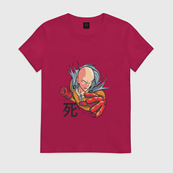 Футболка хлопковая женская One-Punch Man главный герой, цвет: маджента