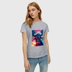 Футболка хлопковая женская Мощный бычок, цвет: меланж — фото 2