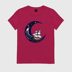 Женская футболка Парусник и космос