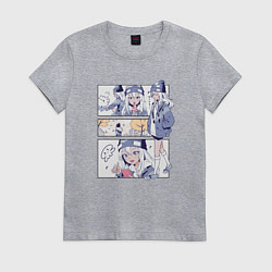 Футболка хлопковая женская Ноно-тан Медуза не умеет плавать в ночи, цвет: меланж