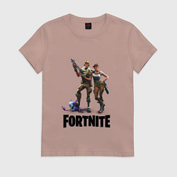 Футболка хлопковая женская Fortnite PVE, цвет: пыльно-розовый