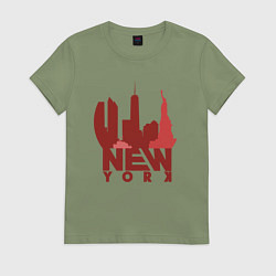 Футболка хлопковая женская New York red, цвет: авокадо