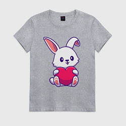 Футболка хлопковая женская Heart rabbit, цвет: меланж