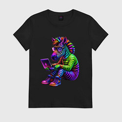 Женская футболка Неоновая зебра хакер