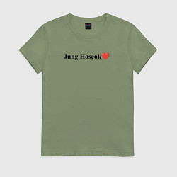 Футболка хлопковая женская BTS Jung Ho-seok, цвет: авокадо