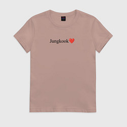 Футболка хлопковая женская BTS Jungkook, цвет: пыльно-розовый