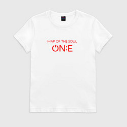 Футболка хлопковая женская BTS надпись map of the soul one, цвет: белый