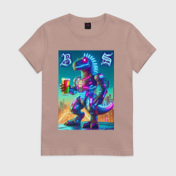 Женская футболка Beersaur neon glow - meme