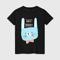 Футболка хлопковая женская Sweet bunny, цвет: черный