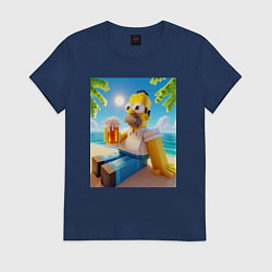 Женская футболка Гомер Симпсон в стиле Майнкрафт с кружкой пива - н