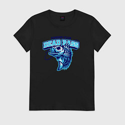 Футболка хлопковая женская Fishing club dead bass, цвет: черный