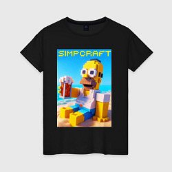 Женская футболка Minecraft and Simpsons collaboration - ai art