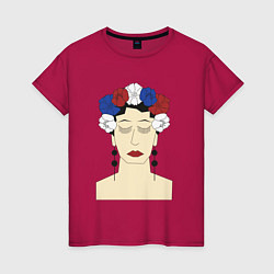 Женская футболка Женский портрет: девушка в венке триколор