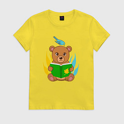Женская футболка Медведь с книжкой