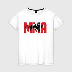 Футболка хлопковая женская MMA пантера, цвет: белый