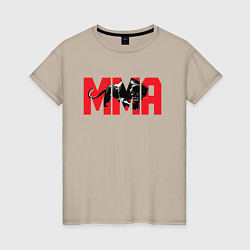 Футболка хлопковая женская MMA пантера, цвет: миндальный