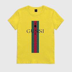 Женская футболка Гусси - полосы, надпись