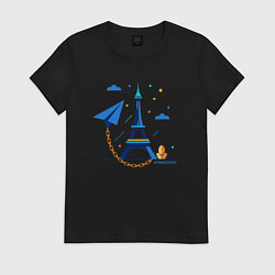 Женская футболка Значок telegram и цепь