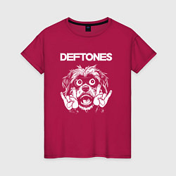 Футболка хлопковая женская Deftones rock dog, цвет: маджента