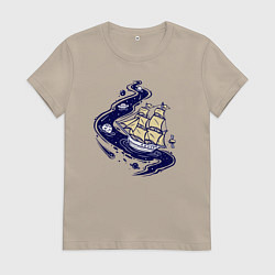 Женская футболка Парусник в космосе