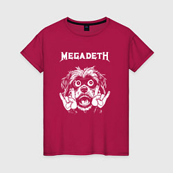 Футболка хлопковая женская Megadeth rock dog, цвет: маджента