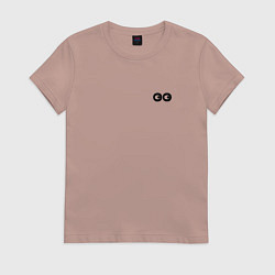 Футболка хлопковая женская Глазки то бегают смайл, цвет: пыльно-розовый