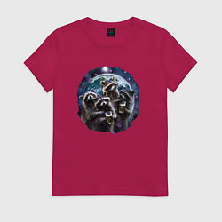 Женская футболка Еноты с пивом под луной