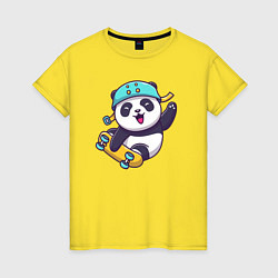 Футболка хлопковая женская Skater panda, цвет: желтый