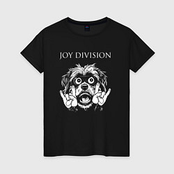 Футболка хлопковая женская Joy Division rock dog, цвет: черный